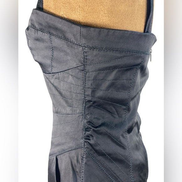 Mango Moments Gothic Chic Structured Black Cocktail Mini Dress Size 4 - Picture 7 of 12